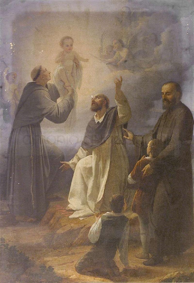 Santi Antonio da Padova, Pietro martire e Gerolamo Emiliani - 1858 - olio su tela cm. 240x160 - Chiesa di S. Biagio martire - Caprino (BG)